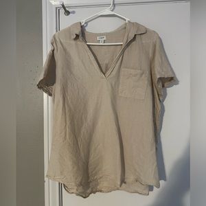 J.Crew Factory tan linen-cotton popover